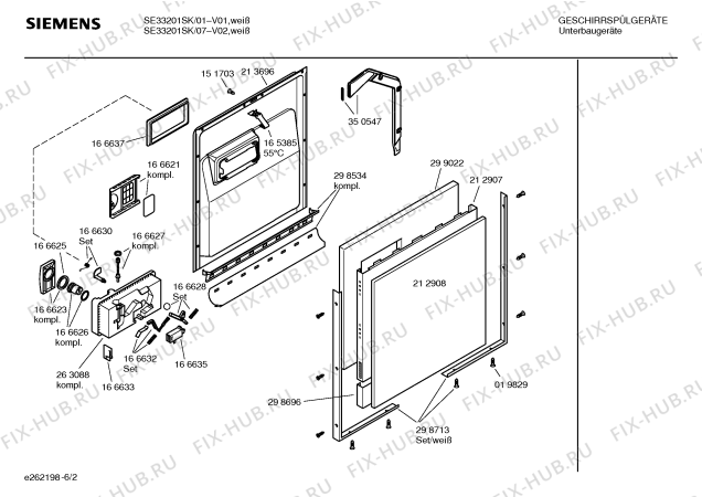 Взрыв-схема посудомоечной машины Siemens SE33201SK - Схема узла 02