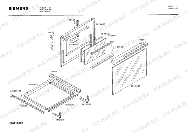 Взрыв-схема плиты (духовки) Siemens HE032478 - Схема узла 03