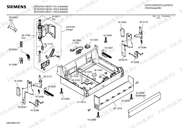 Схема №5 SE25A562 с изображением Столешница для посудомоечной машины Siemens 00214154