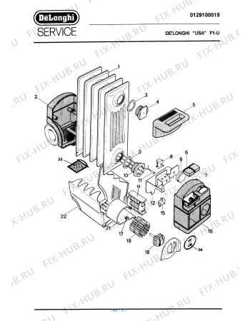 Схема №1 F1 U с изображением Спецфильтр для обогревателя (вентилятора) DELONGHI 552430