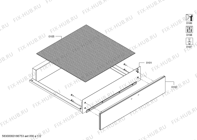 Схема №2 HW1405A2 с изображением Панель для шкафа для подогрева посуды Siemens 00682173