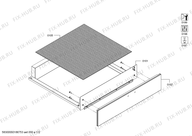 Схема №2 HW1405A2 с изображением Ванна для электрошкафа для подогрева посуды Siemens 00772682