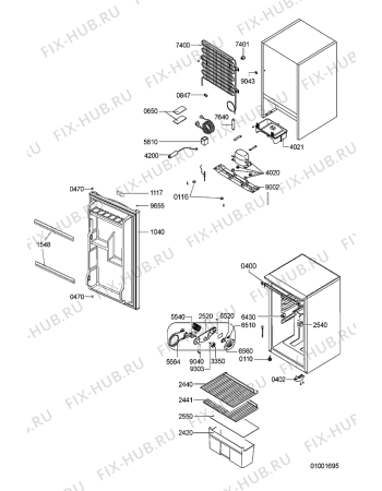 Схема №1 ARC 1100/WH с изображением Корпусная деталь для холодильника Whirlpool 481240449718