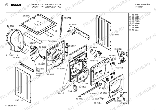 Взрыв-схема сушильной машины Bosch WTE5820EU WTE5820 - Схема узла 02