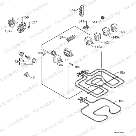 Взрыв-схема плиты (духовки) Electrolux EON3701W - Схема узла Electrical equipment 268