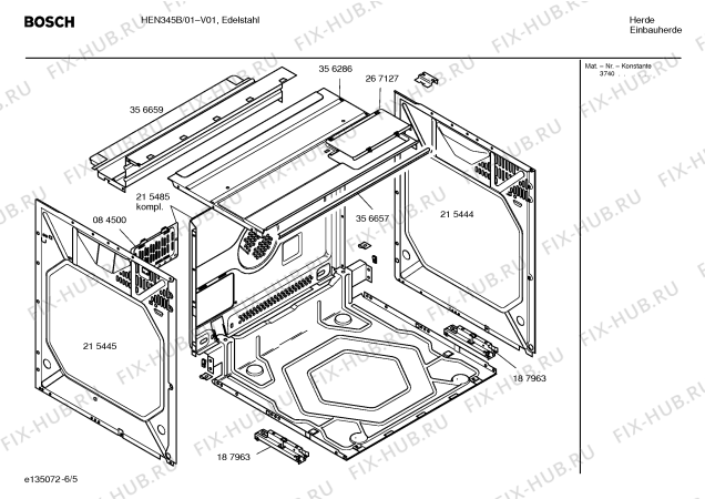 Взрыв-схема плиты (духовки) Bosch HEN345B - Схема узла 05