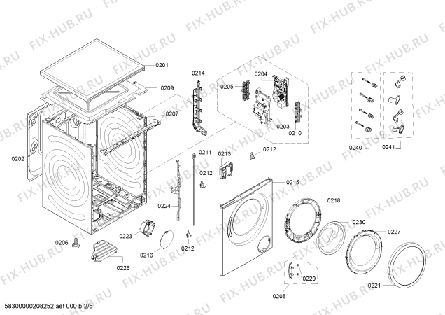 Взрыв-схема стиральной машины Bosch WAU28440SG, Serie | 4 - Схема узла 02
