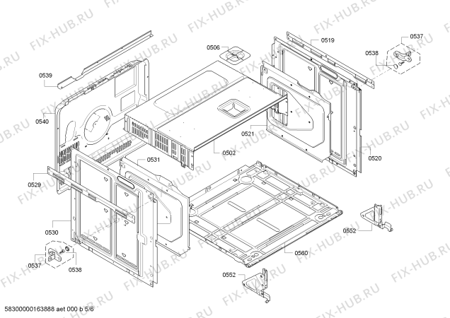 Взрыв-схема плиты (духовки) Siemens HB78GU590F - Схема узла 05