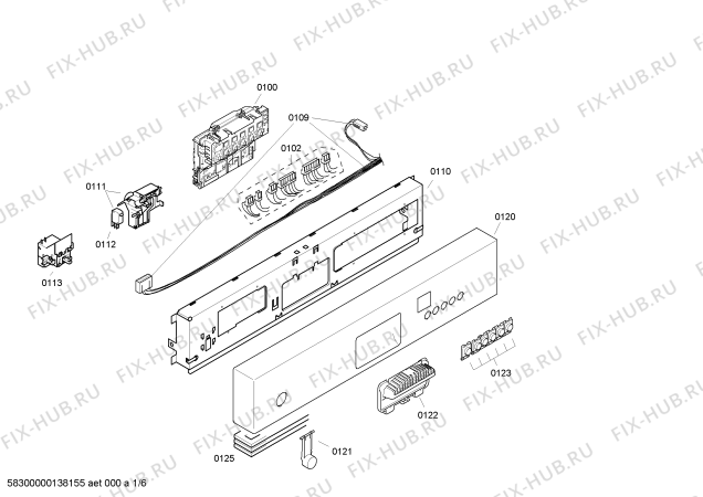Схема №6 SRI45T32EU с изображением Передняя панель для посудомойки Bosch 00665339