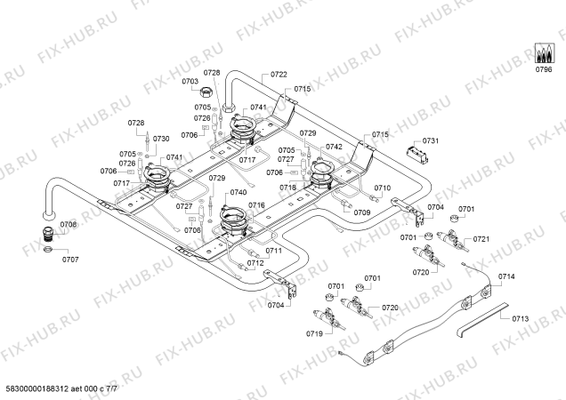 Схема №6 FRS4410GTD с изображением Ручка переключателя для духового шкафа Bosch 00636501