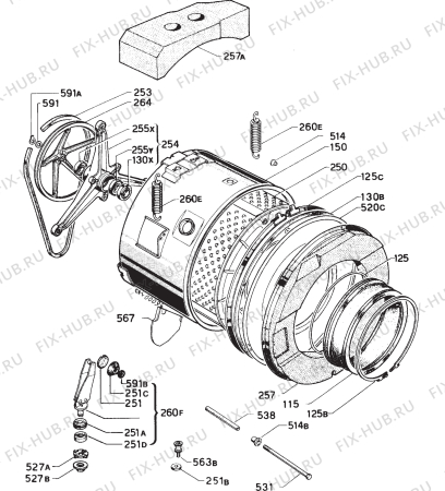 Взрыв-схема стиральной машины Zanussi ZF821XG - Схема узла Functional parts 267