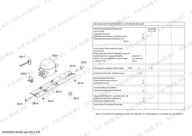 Взрыв-схема холодильника Bosch KGN57PI20M - Схема узла 05