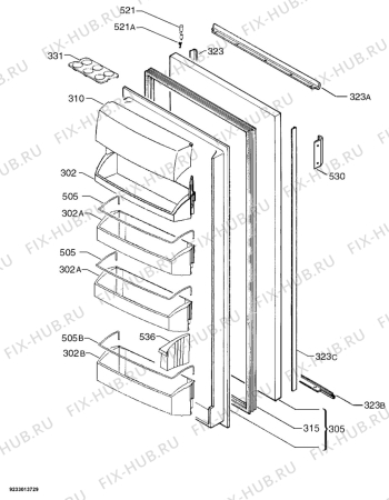 Взрыв-схема холодильника Aeg Electrolux SK98800-5E - Схема узла Door 003