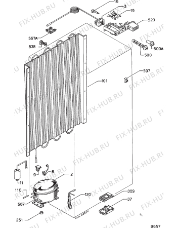 Взрыв-схема холодильника Zanussi Z190F - Схема узла Cooling system 017