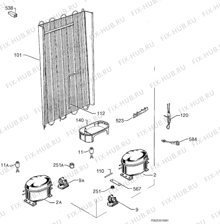 Взрыв-схема холодильника Electrolux ERB8230 - Схема узла Cooling system 017