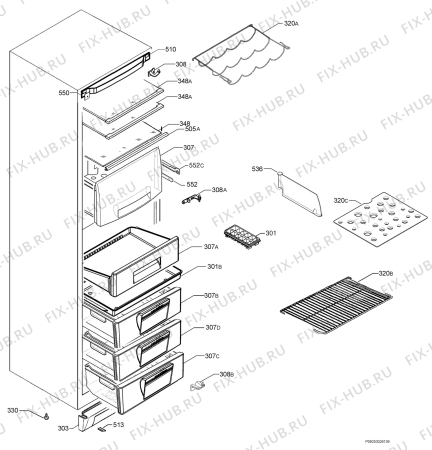 Взрыв-схема холодильника Electrolux ENB40405W - Схема узла Housing 001