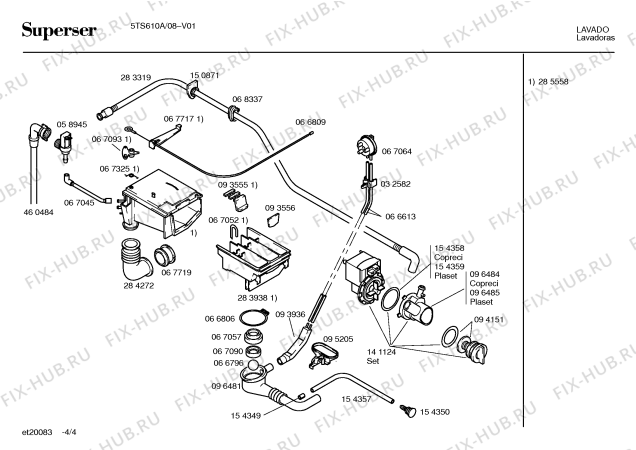 Схема №2 5TS610A с изображением Кабель для стиралки Bosch 00296407