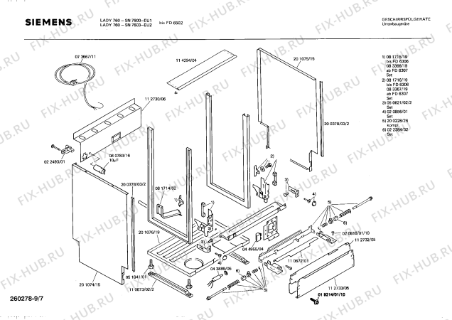 Взрыв-схема посудомоечной машины Siemens SN7603 - Схема узла 08