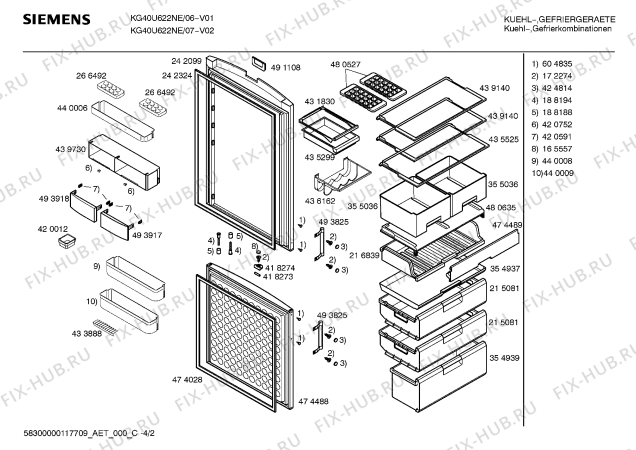 Схема №3 KG40U622NE с изображением Инструкция по эксплуатации для холодильной камеры Siemens 00593445