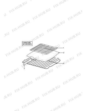 Взрыв-схема плиты (духовки) Tricity Bendix CSIE508X (STRATA) - Схема узла H10 Furniture