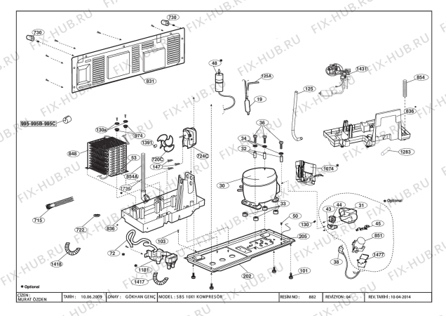 Взрыв-схема холодильника Beko GNEV021W (7286041812) - COMPRESSOR ASSY. ( NSBS V1/ V2/ V3/ V4 )
