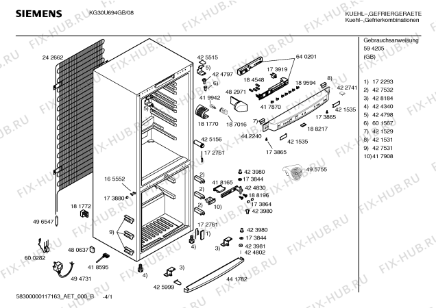 Схема №4 KG30U694GB с изображением Дверь для холодильной камеры Siemens 00244250