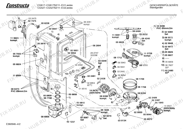 Схема №2 CG527S2 cg527 с изображением Панель для электропосудомоечной машины Bosch 00282738