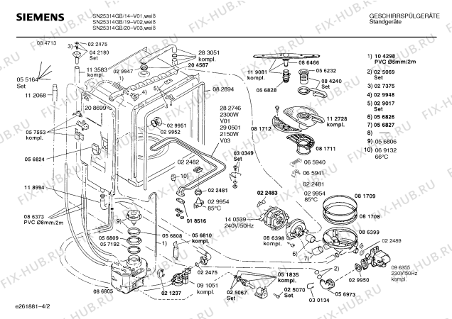 Взрыв-схема посудомоечной машины Siemens SN25314GB - Схема узла 02