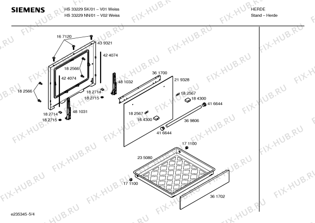 Схема №3 HS33229NN с изображением Инструкция по эксплуатации для плиты (духовки) Siemens 00590890