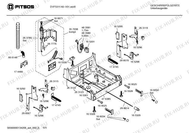Схема №5 DVF5311 с изображением Инструкция по эксплуатации для электропосудомоечной машины Bosch 00691332