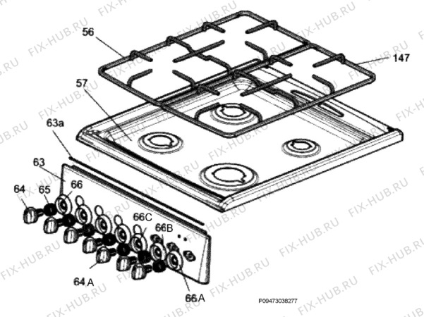 Взрыв-схема плиты (духовки) Electrolux EKK511502X - Схема узла Section 4