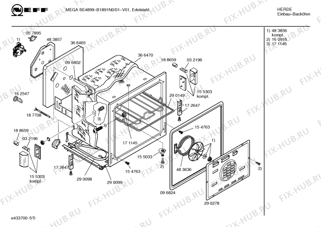 Схема №4 E1863N0 MEGA SE 1869 с изображением Уплотнитель для плиты (духовки) Bosch 00483855