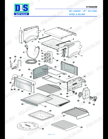 Схема №1 EO 1258J с изображением Обшивка для электропечи DELONGHI 5918143400