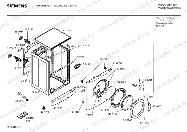 Схема №5 WXL1650DN Siwamat XL1650 с изображением Ручка для стиралки Siemens 00492831