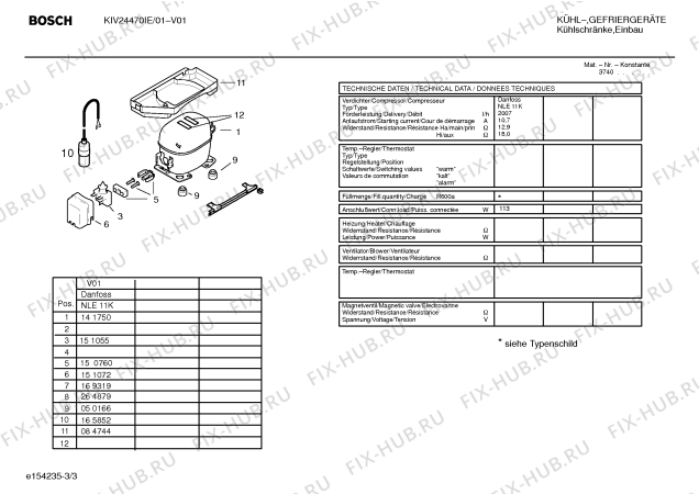 Взрыв-схема холодильника Bosch KIV24470IE - Схема узла 03