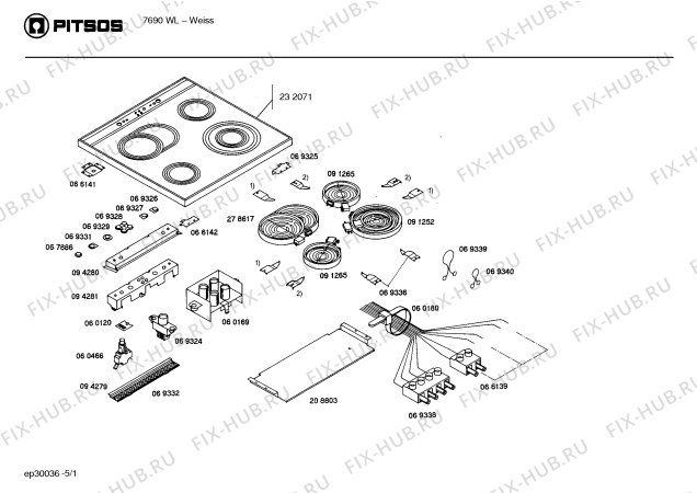 Схема №5 7680WL с изображением Переключатель для электропечи Bosch 00060419