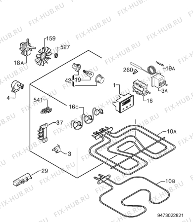 Взрыв-схема плиты (духовки) Electrolux EKM6707X - Схема узла Electrical equipment 268