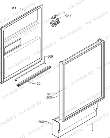 Взрыв-схема посудомоечной машины Zanussi DW6645 - BIO - Схема узла Door 003