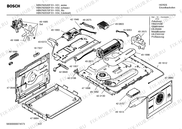 Взрыв-схема плиты (духовки) Bosch HBN760520F - Схема узла 02