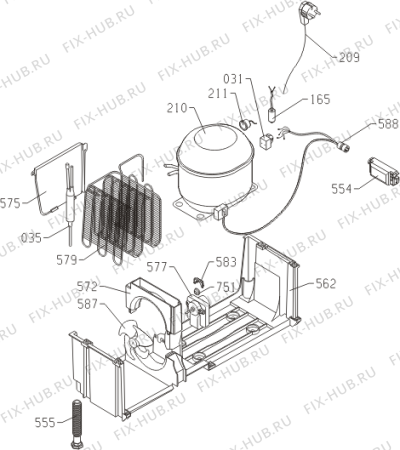 Взрыв-схема холодильника Fagor FIS-820 (284264, HPI1566) - Схема узла 04