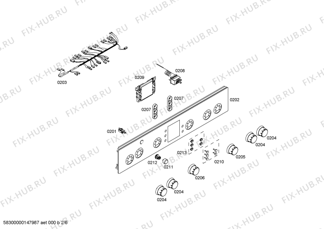 Взрыв-схема плиты (духовки) Bosch HGG34W355R - Схема узла 02