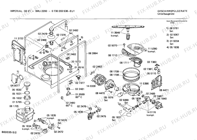 Взрыв-схема посудомоечной машины Imperial 0730203536 GS21 - Схема узла 02