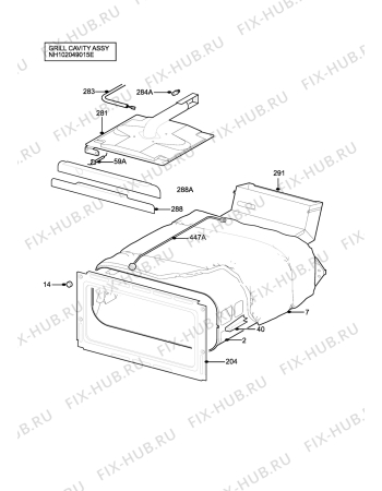 Взрыв-схема плиты (духовки) Tricity Bendix SG335XN - Схема узла H10 Grill cavity assy