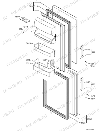 Взрыв-схема холодильника Aeg Electrolux S60320KG1 - Схема узла Door 003