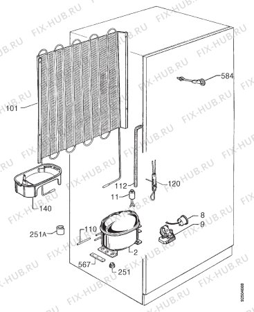 Взрыв-схема холодильника Etna 5624F/E00 - Схема узла Cooling system 017