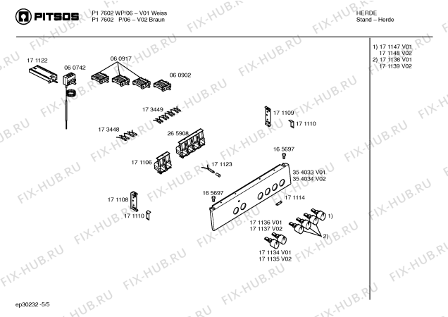 Схема №5 P17602WP с изображением Панель управления для электропечи Bosch 00354033
