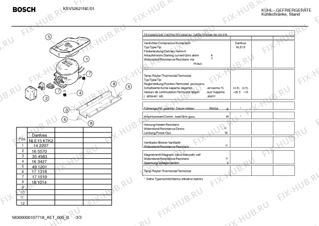 Взрыв-схема холодильника Bosch KSV52621NE - Схема узла 03