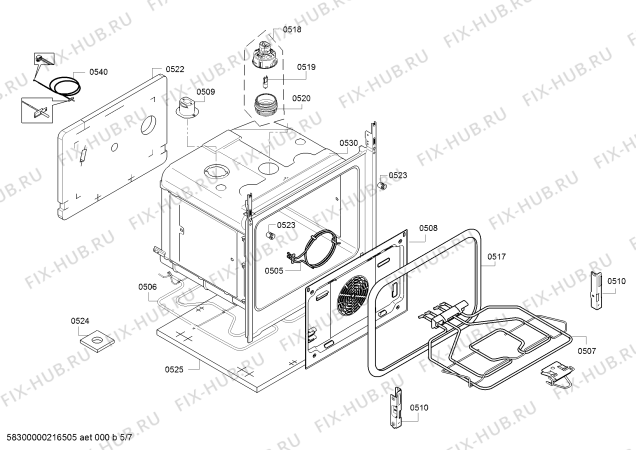 Взрыв-схема плиты (духовки) Bosch HXA090H20T - Схема узла 05