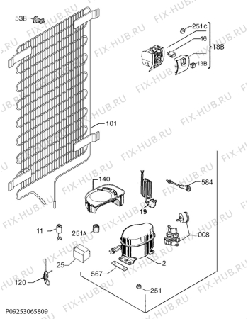 Взрыв-схема холодильника Electrolux EJ2823AOW2 - Схема узла Cooling system 017