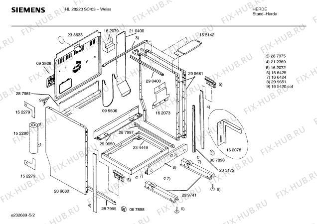 Схема №4 HL28220SC с изображением Стеклокерамика для электропечи Siemens 00234698